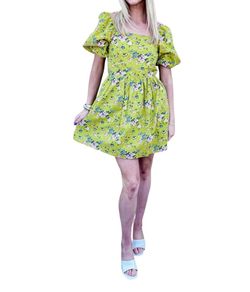 Style 1-2980223141-149 KEEPSAKE Yellow Size 12 Pattern Free Shipping Cocktail Dress on Queenly