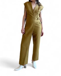 Style 1-301455983-1901 RACHEL COMEY Yellow Size 6 Belt Polyester V Neck Jumpsuit Dress on Queenly