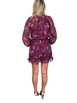 Style 1-3133690398-892 Sincerely Ours Purple Size 8 V Neck Floral Jumpsuit Dress on Queenly