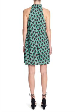 Style 1-3853691985-74 COREY LYNN CALTER Black Size 4 Print Mini High Neck Cocktail Dress on Queenly