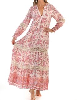 Style 1-3945173383-14 Walker & Wade Pink Size 0 Pattern Long Sleeve Free Shipping Walker And Wade Straight Dress on Queenly