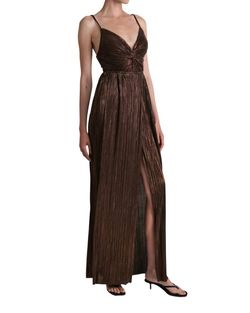 Style 1-493313299-70 SABINA MUSAYEV Brown Size 0 Floor Length Free Shipping Black Tie Straight Dress on Queenly