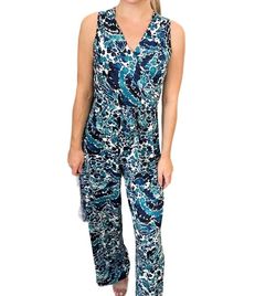 Style 1-873611552-149 la mer luxe Blue Size 12 Free Shipping Tall Height Floor Length Jumpsuit Dress on Queenly