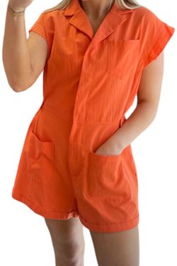 Style 1-1507971446-892 BETTER BE Orange Size 8 Mini High Neck Tall Height Jumpsuit Dress on Queenly