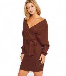 Style 1-1382512219-74 LOVE TREE Brown Size 4 Mini Polyester Belt 1-1382512219-74 Cocktail Dress on Queenly