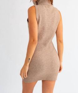 Style 1-2653987654-74 LE LIS Brown Size 4 Mini Sorority High Neck Cocktail Dress on Queenly