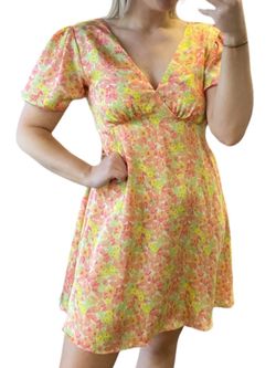 Style 1-246849338-149 mittoshop Yellow Size 12 V Neck 1-246849338-149 Cocktail Dress on Queenly