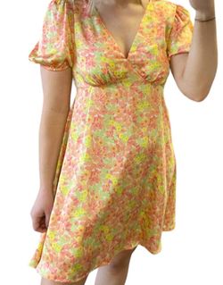 Style 1-246849338-892 mittoshop Yellow Size 8 Free Shipping Tall Height Mini Sleeves Floral Cocktail Dress on Queenly