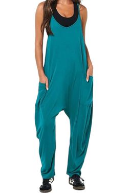 Style 1-3353400278-149 BUCKETLIST Green Size 12 Free Shipping V Neck Jumpsuit Dress on Queenly