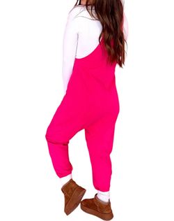 Style 1-3629181095-149 BUCKETLIST Pink Size 12 V Neck Jumpsuit Dress on Queenly