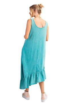 Style 1-343657439-892 Easel Green Size 8 High Low Teal Straight Dress on Queenly