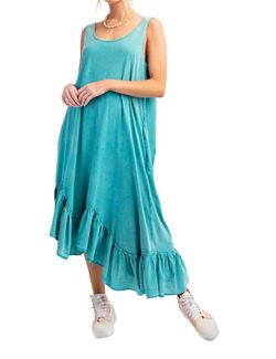 Style 1-343657439-892 Easel Green Size 8 High Low Teal Straight Dress on Queenly