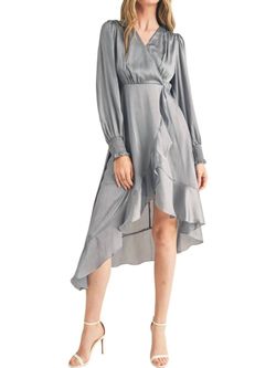 Style 1-3022493015-149 &merci Blue Size 12 Polyester V Neck Long Sleeve Cocktail Dress on Queenly