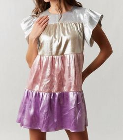 Style 1-456462222-892 Peach Love Silver Size 8 Casual Summer Polyester Shiny Cocktail Dress on Queenly