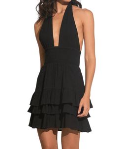 Style 1-3836227077-74 ELAN Black Size 4 1-3836227077-74 Mini V Neck Halter Cocktail Dress on Queenly