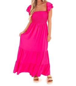 Style 1-3028947943-1464 Ces Femme Pink Size 28 Sleeves Floor Length Barbiecore Flare Straight Dress on Queenly