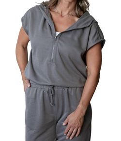 Style 1-2714356848-149 WISHLIST Black Size 12 Grey Cap Sleeve Pockets Plus Size Jumpsuit Dress on Queenly