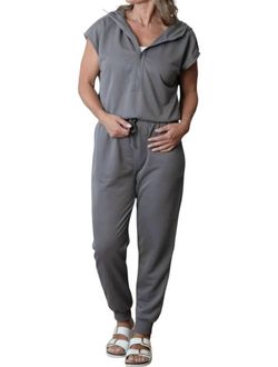 Style 1-2714356848-149 WISHLIST Black Size 12 Grey Cap Sleeve Pockets Plus Size Jumpsuit Dress on Queenly