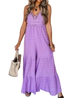 Style 1-2733279490-149 Mustard Seed Purple Size 12 Pockets Custom Plus Size Jumpsuit Dress on Queenly