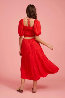 Style 1-1119203313-74 LUCY PARIS Red Size 4 Military Polyester Straight Dress on Queenly