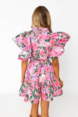 Style 1-2805839140-149 BUDDYLOVE Pink Size 12 Floral Sorority Sleeves Cocktail Dress on Queenly