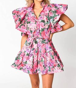 Style 1-2805839140-149 BUDDYLOVE Pink Size 12 Floral Sorority Sleeves Cocktail Dress on Queenly