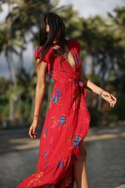 Style 1-3440292716-74 XIX Palms Red Size 4 Free Shipping Military Floor Length Straight Dress on Queenly