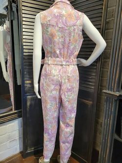 Style 1-2753420018-892 Aslan Rose Purple Size 8 Floral High Neck Jumpsuit Dress on Queenly