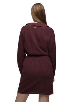 Style 1-3629241758-149 prAna Red Size 12 Polyester Long Sleeve V Neck High Neck Cocktail Dress on Queenly