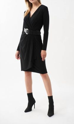 Style 1-2301077566-649 Joseph Ribkoff Black Size 2 Spandex Belt Cocktail Dress on Queenly