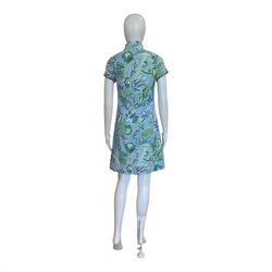 Style 1-3679999972-74 CK BRADLEY Blue Size 4 Pattern Jersey Summer Cocktail Dress on Queenly