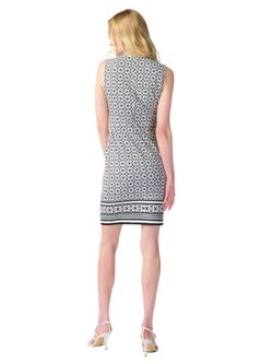 Style 1-419537611-1901 Joseph Ribkoff Black Size 6 Spandex Mini Print Cocktail Dress on Queenly