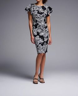 Style 1-1479710078-98 Joseph Ribkoff Black Size 10 Floral Polyester Cocktail Dress on Queenly