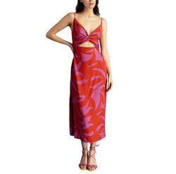 Style 1-4016677136-74 Cala de la Cruz Red Size 4 Spaghetti Strap Tall Height Fitted Magenta Cocktail Dress on Queenly