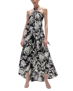 Style 1-3599774456-1498 FIGUE Black Tie Size 4 Floral Straight Dress on Queenly