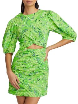 Style 1-1750042891-1498 RHODE Green Size 4 Sorority Rush Cut Out Sleeves Mini Cocktail Dress on Queenly