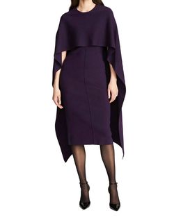 Style 1-2238528237-892 Halston Purple Size 8 Cape Straight Black Tie Cocktail Dress on Queenly