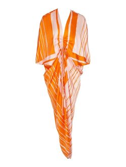 Style 1-2914047278-149 Silvia Tcherassi Orange Size 12 Polyester Pageant Side slit Dress on Queenly