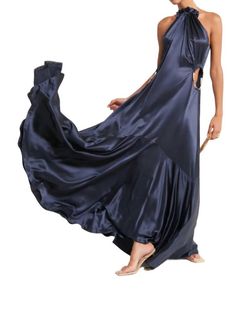 Style 1-2422760726-70 cult gaia Blue Size 0 Floor Length Halter Pageant Straight Dress on Queenly