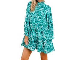 Style 1-1019263980-149 TCEC Green Size 12 Long Sleeve High Neck Cocktail Dress on Queenly