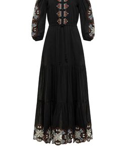 Style 1-1351517852-70 CAROLINA K Black Size 0 Belt High Neck Embroidery 1-1351517852-70 Straight Dress on Queenly