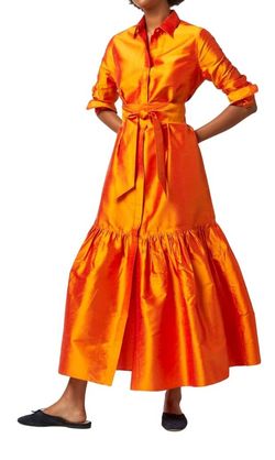 Style 1-1384690265-74 Ann Mashburn Orange Size 4 Free Shipping Floor Length Black Tie Belt Straight Dress on Queenly