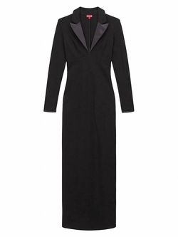 Style 1-1508265439-70 STAUD Black Size 0 Jersey Sleeves High Neck Straight Dress on Queenly