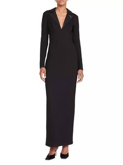 Style 1-1508265439-70 STAUD Black Size 0 Jersey Sleeves High Neck Straight Dress on Queenly