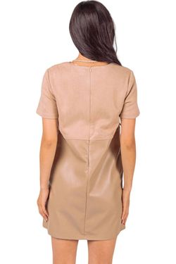 Style 1-1684266652-149 VERY J Nude Size 12 Free Shipping Suede Mini Cocktail Dress on Queenly