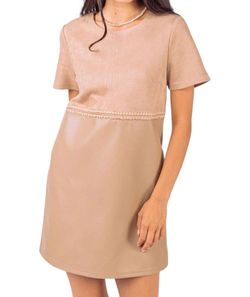 Style 1-1684266652-149 VERY J Nude Size 12 Sorority Sleeves Suede Sorority Rush Cocktail Dress on Queenly