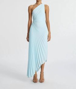 Style 1-188410470-425 A.L.C. Blue Size 8 One Shoulder Turquoise Straight Dress on Queenly