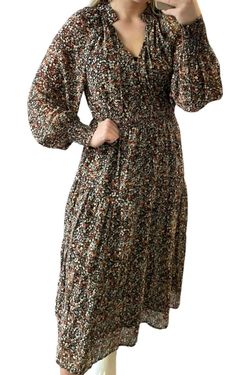 Style 1-1932250578-892 VERY J Black Size 8 Bell Sleeves Floor Length Floral Straight Dress on Queenly