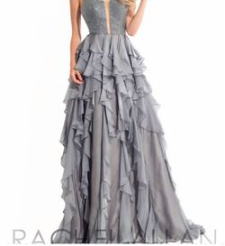 Style 1-2044976516-649 RACHEL ALLAN Gray Size 2 Free Shipping Military Wedding Guest Floor Length A-line Dress on Queenly