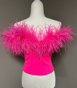 Ashley Lauren Pink Size 6 Mini Feather Cocktail Dress on Queenly